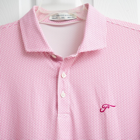Holderness & Bourne Polo Shirt Mens XXL Pink Dart Pattern Golf Performance Polo - Picture 1 of 5